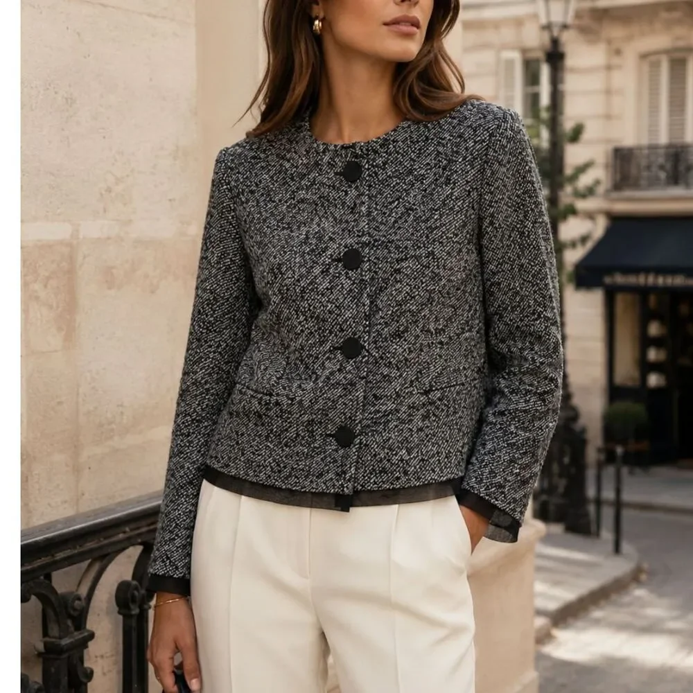 J.Crew Sample Holiday 2026 Black White Twill Lady Jacket 4 Quiet Luxury Parisian